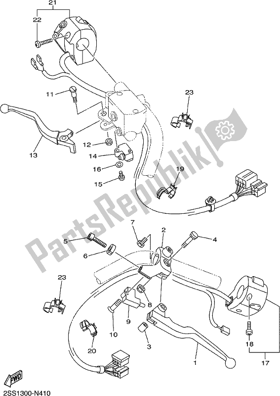 Todas las partes para Interruptor De Palanca Y Palanca de Yamaha XVS 1300 CU 2018