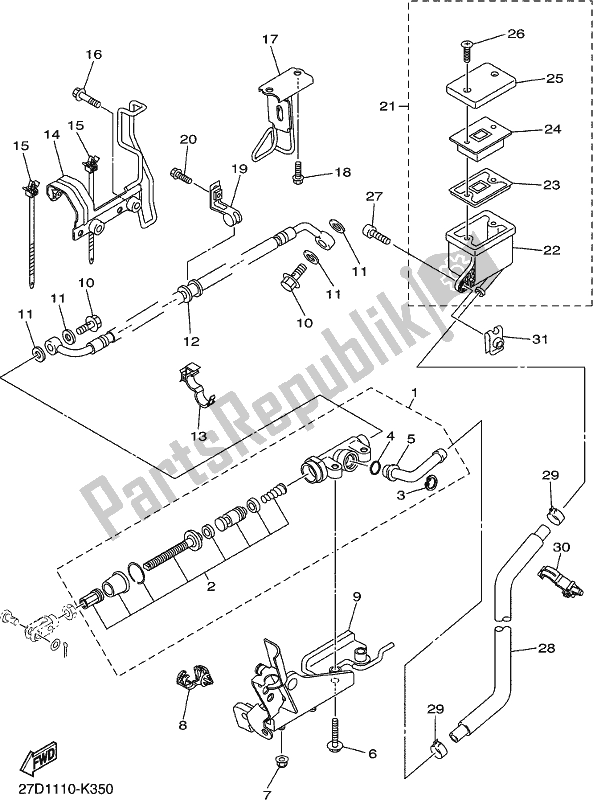 Wszystkie części do Tylny Cylinder G?ówny Yamaha XVS 1300 CU 2018