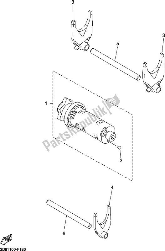 All parts for the Shift Cam & Fork of the Yamaha XVS 1300 CU Stryker Cruiser 2017