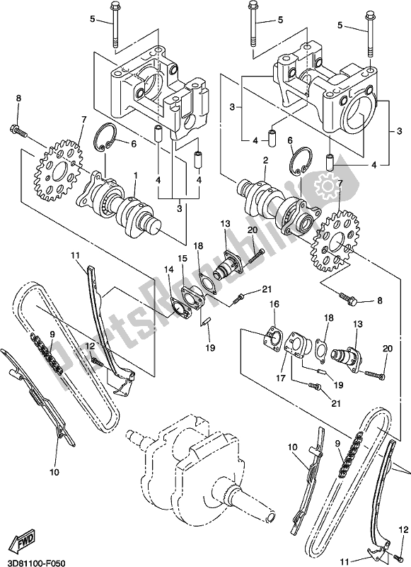 All parts for the Camshaft & Chain of the Yamaha XVS 1300 CU Stryker Cruiser 2018