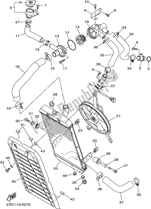 All parts for the Radiator & Hose of the Yamaha XVS 1300 CU Stryker Cruiser 2018