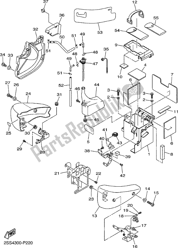 All parts for the Side Cover of the Yamaha XVS 1300 CU Stryker Cruiser 2018