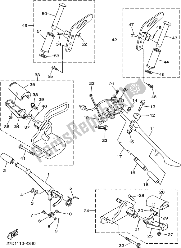 All parts for the Stand & Footrest of the Yamaha XVS 1300 CU Stryker Cruiser 2018