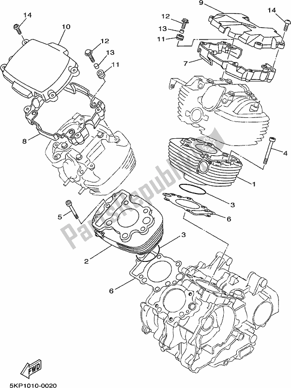 Alle onderdelen voor de Cilinder van de Yamaha XVS 650 2017