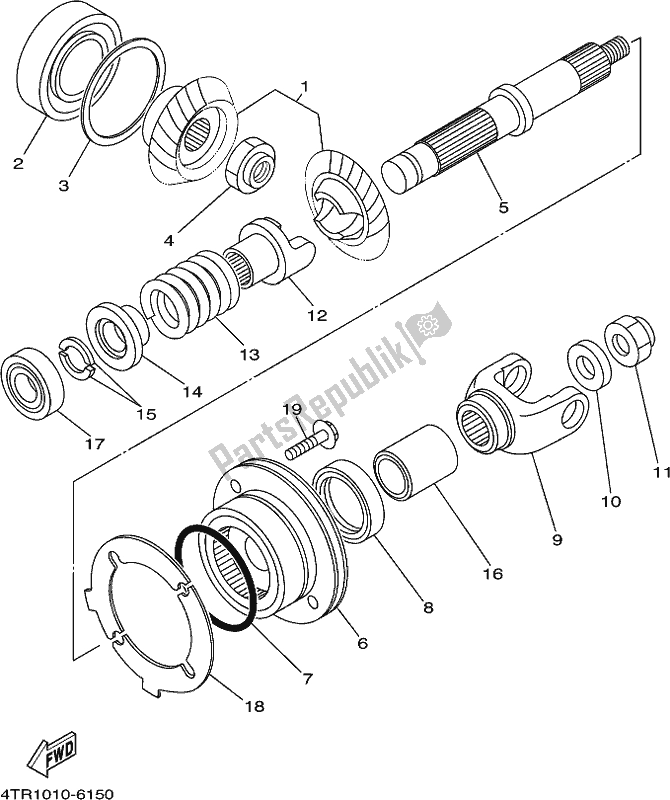 All parts for the Middle Drive Gear of the Yamaha XVS 650 2017