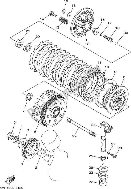 All parts for the Clutch of the Yamaha XVS 650 2018