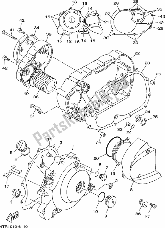 All parts for the Crankcase Cover 1 of the Yamaha XVS 650 2018