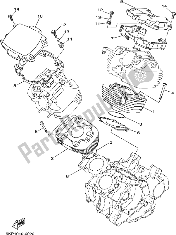 All parts for the Cylinder of the Yamaha XVS 650 2018