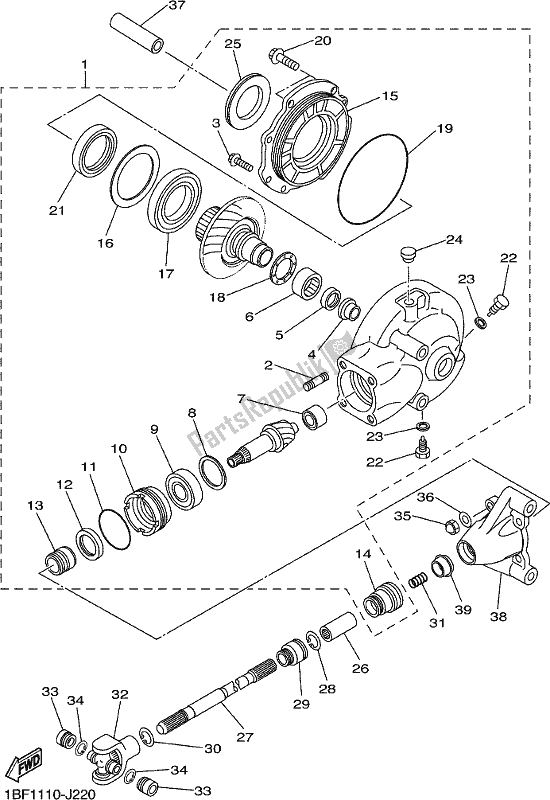 All parts for the Drive Shaft of the Yamaha XVS 650 2018