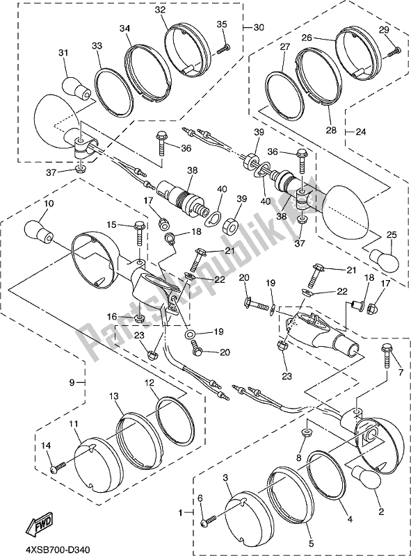 All parts for the Flasher Light of the Yamaha XVS 650 2018