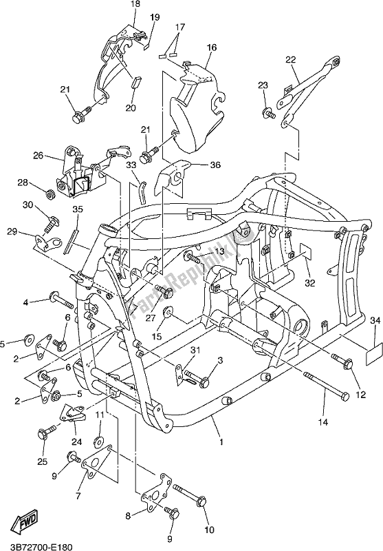 All parts for the Frame of the Yamaha XVS 650 2018