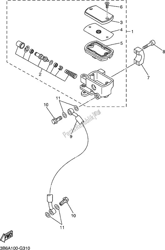 All parts for the Front Master Cylinder of the Yamaha XVS 650 2018