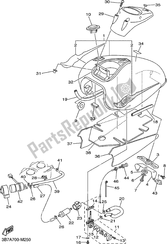 All parts for the Fuel Tank of the Yamaha XVS 650 2018