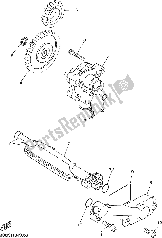 All parts for the Oil Pump of the Yamaha XVS 650 2018