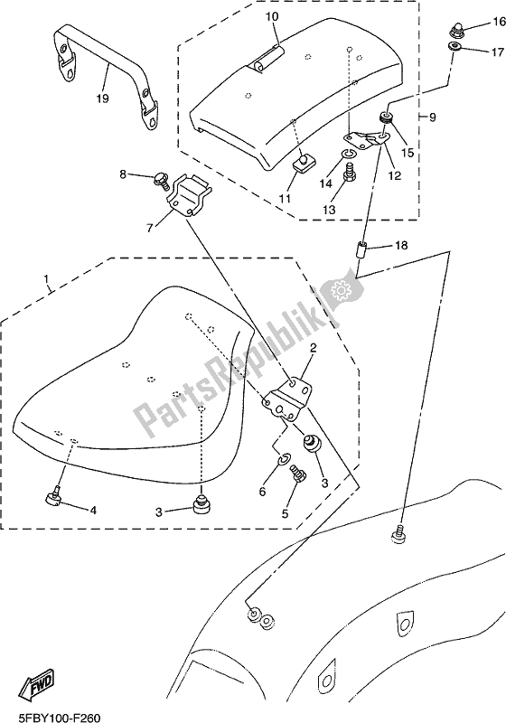 All parts for the Seat of the Yamaha XVS 650 2018