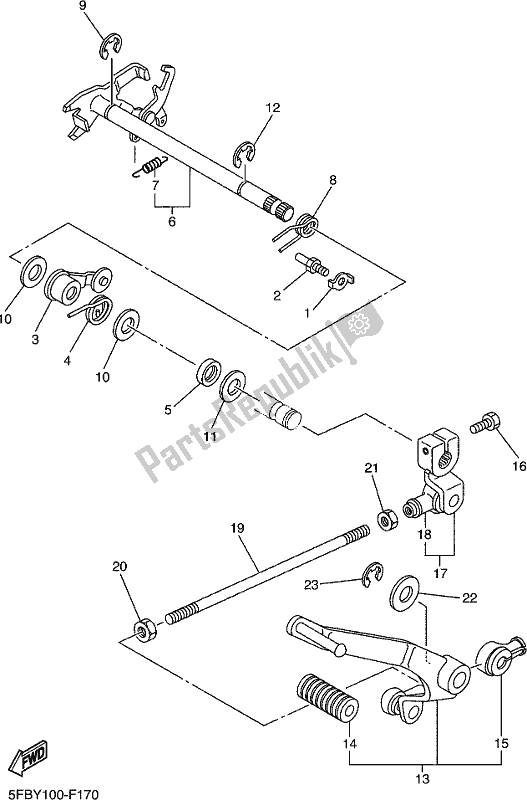 All parts for the Shift Shaft of the Yamaha XVS 650 2018