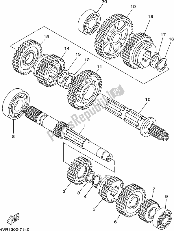 All parts for the Transmission of the Yamaha XVS 650 2018