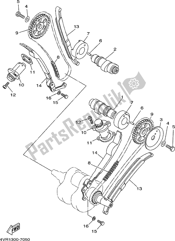 All parts for the Camshaft & Chain of the Yamaha XVS 650 Dragstar Custom 2018