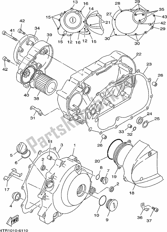 Toutes les pièces pour le Couvercle De Carter 1 du Yamaha XVS 650 Dragstar Custom 2018