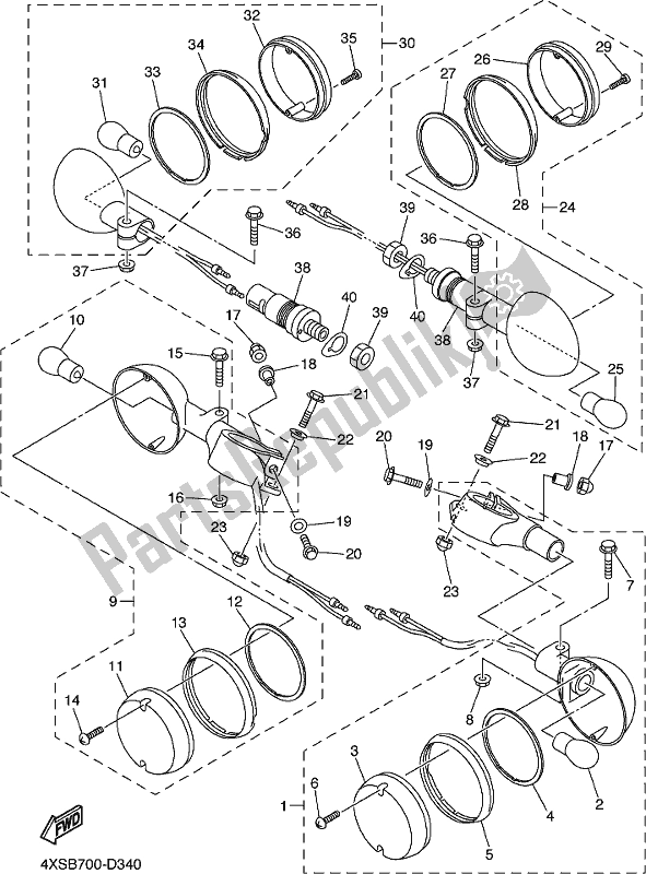 Todas las partes para Luz Intermitente de Yamaha XVS 650 Dragstar Custom 2018