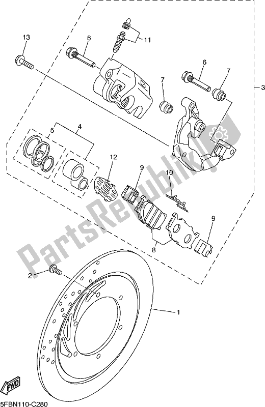 Todas las partes para Pinza De Freno Delantero de Yamaha XVS 650 Dragstar Custom 2018