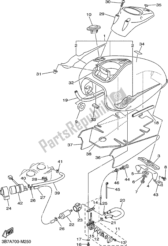 Todas las partes para Depósito De Combustible de Yamaha XVS 650 Dragstar Custom 2018