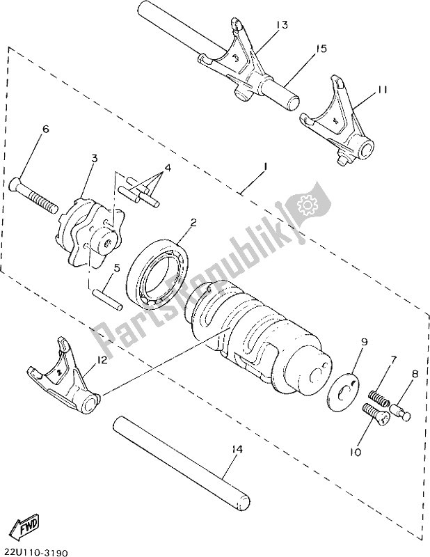 All parts for the Shift Cam & Fork of the Yamaha XVS 650 Dragstar Custom 2018