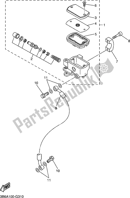 All parts for the Front Master Cylinder of the Yamaha XVS 650 Vstar Custom 2017