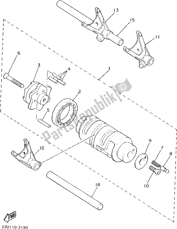 All parts for the Shift Cam & Fork of the Yamaha XVS 650 Vstar Custom 2017