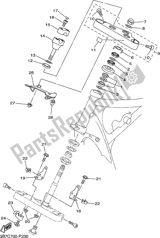 All parts for the Steering of the Yamaha XVS 650 Vstar Custom 2017