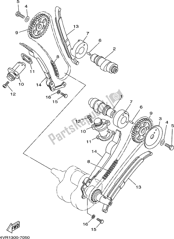 All parts for the Camshaft & Chain of the Yamaha XVS 650A 2017