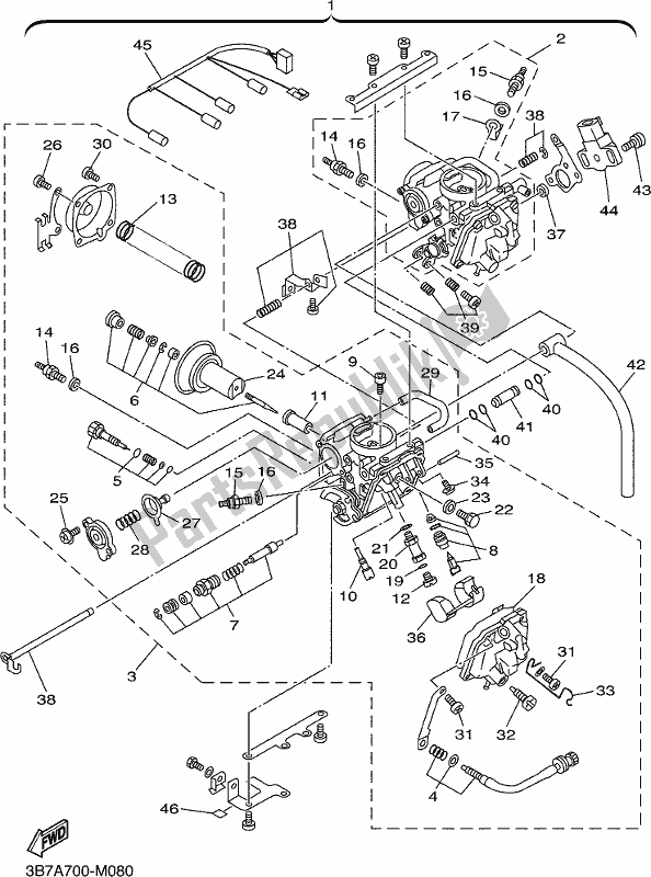 All parts for the Carburetor of the Yamaha XVS 650A 2017