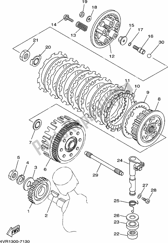 All parts for the Clutch of the Yamaha XVS 650A 2017