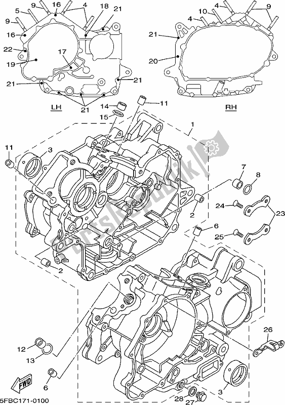 Alle onderdelen voor de Carter van de Yamaha XVS 650A 2017