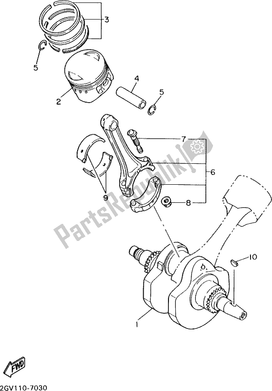 All parts for the Crankshaft & Piston of the Yamaha XVS 650A 2017