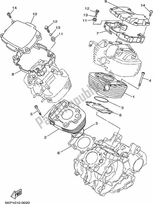 Alle onderdelen voor de Cilinder van de Yamaha XVS 650A 2017