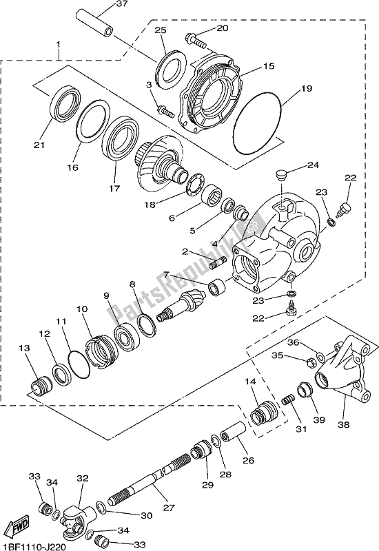 All parts for the Drive Shaft of the Yamaha XVS 650A 2017