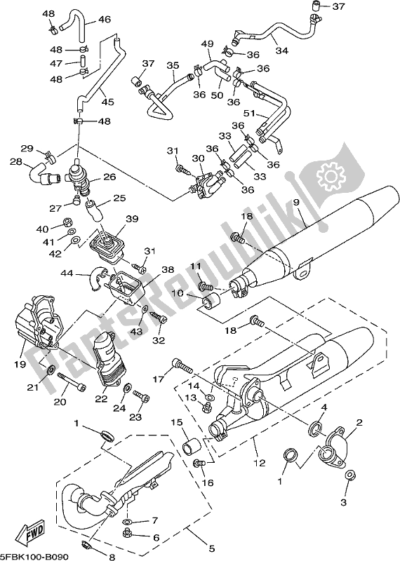 All parts for the Exhaust of the Yamaha XVS 650A 2017