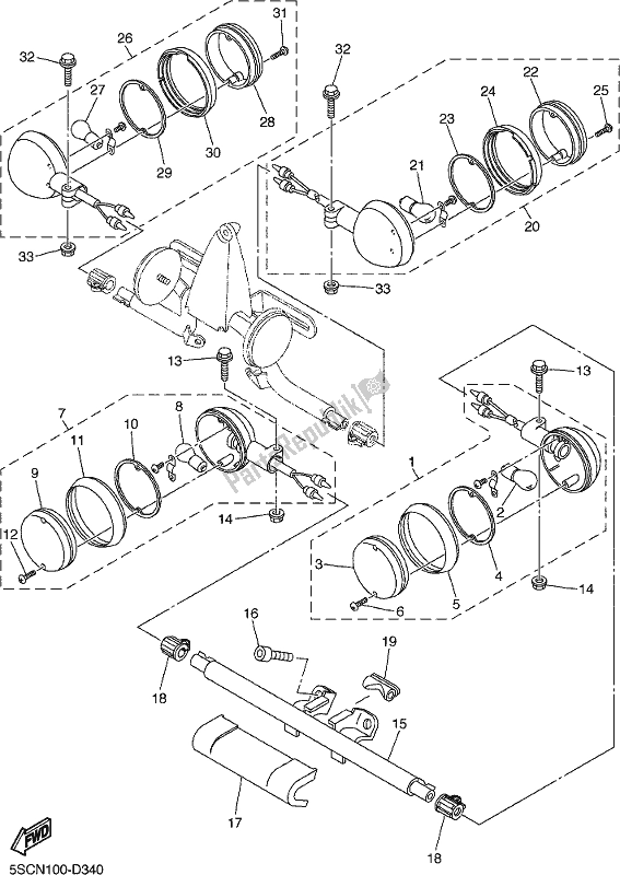 All parts for the Flasher Light of the Yamaha XVS 650A 2017