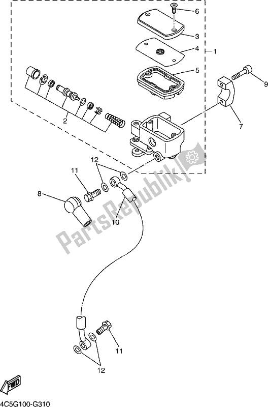 All parts for the Front Master Cylinder of the Yamaha XVS 650A 2017