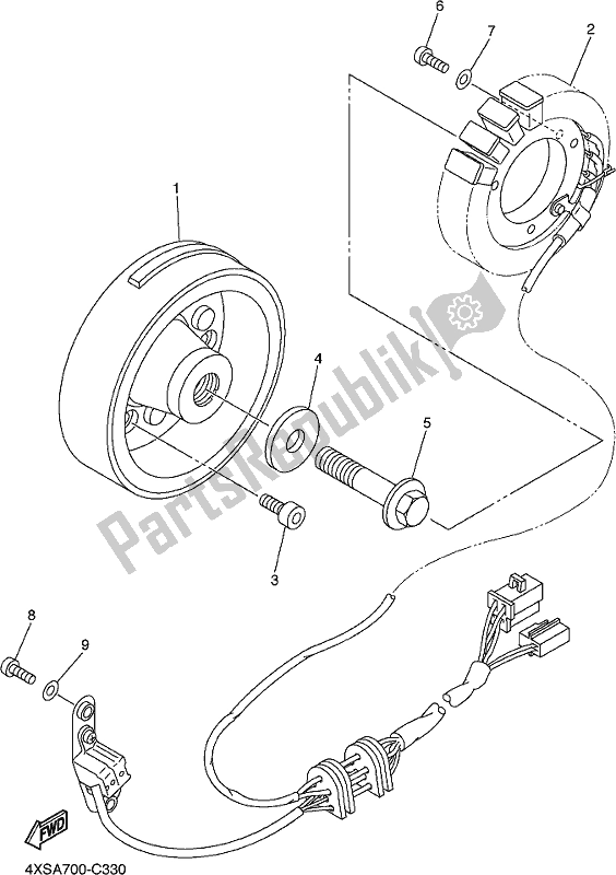 All parts for the Generator of the Yamaha XVS 650A 2017