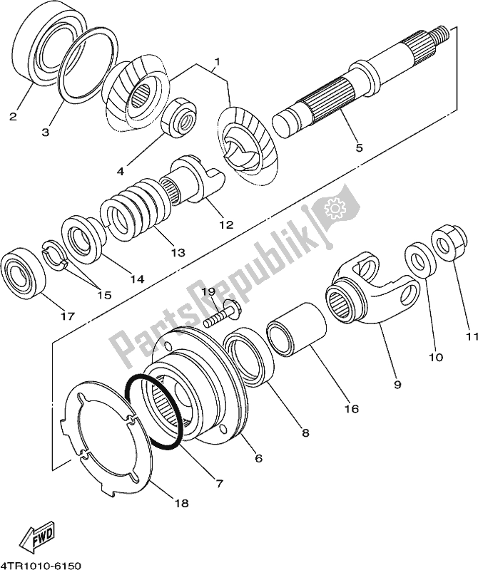 All parts for the Middle Drive Gear of the Yamaha XVS 650A 2017