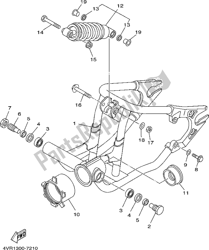 All parts for the Rear Arm & Suspension of the Yamaha XVS 650A 2017