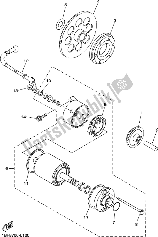 All parts for the Starter Clutch of the Yamaha XVS 650A 2017