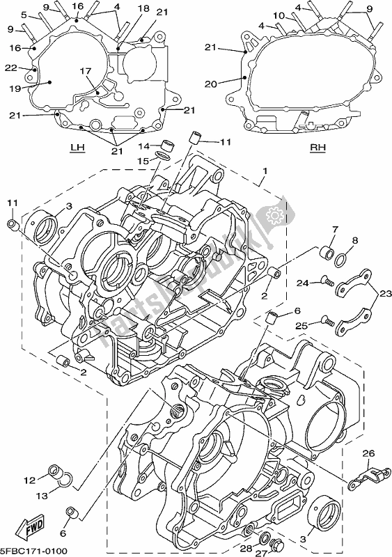 Todas as partes de Bloco Do Motor do Yamaha XVS 650A 2018