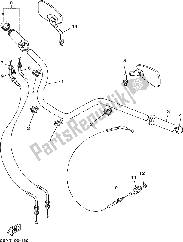 Alle onderdelen voor de Stuurhendel En Kabel van de Yamaha XVS 650A 2018