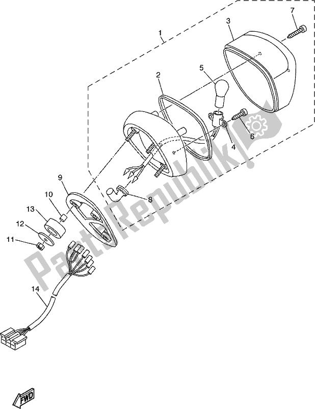 All parts for the Taillight of the Yamaha XVS 650A 2018