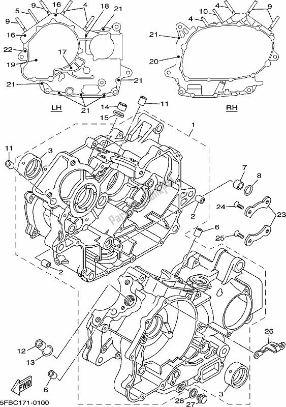 Todas las partes para Caja Del Cigüeñal de Yamaha XVS 650A Vstar 650 Classic 2017