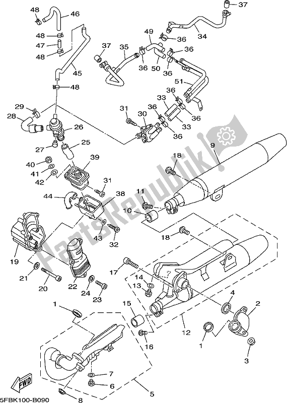 All parts for the Exhaust of the Yamaha XVS 650A Vstar 650 Classic 2017