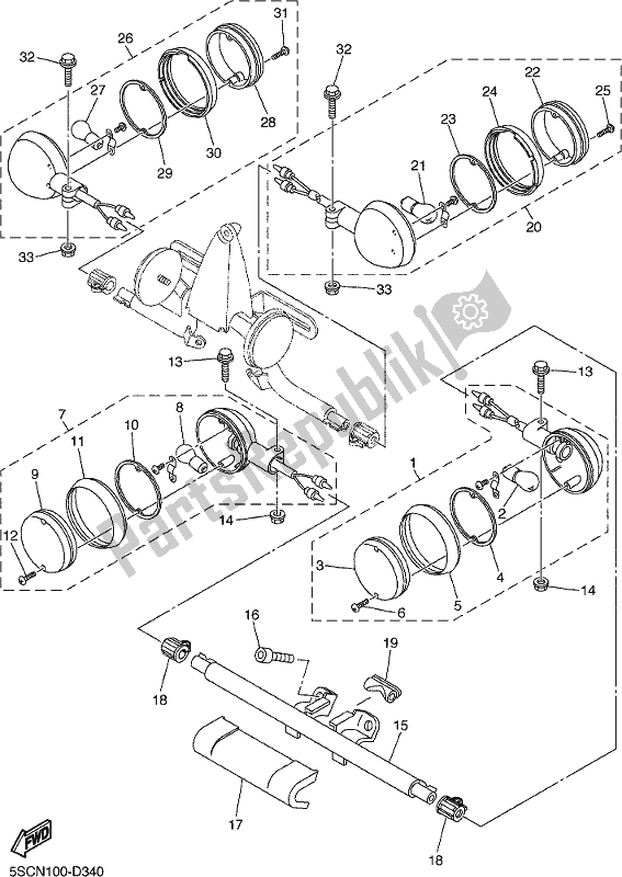 All parts for the Flasher Light of the Yamaha XVS 650A Vstar 650 Classic 2017